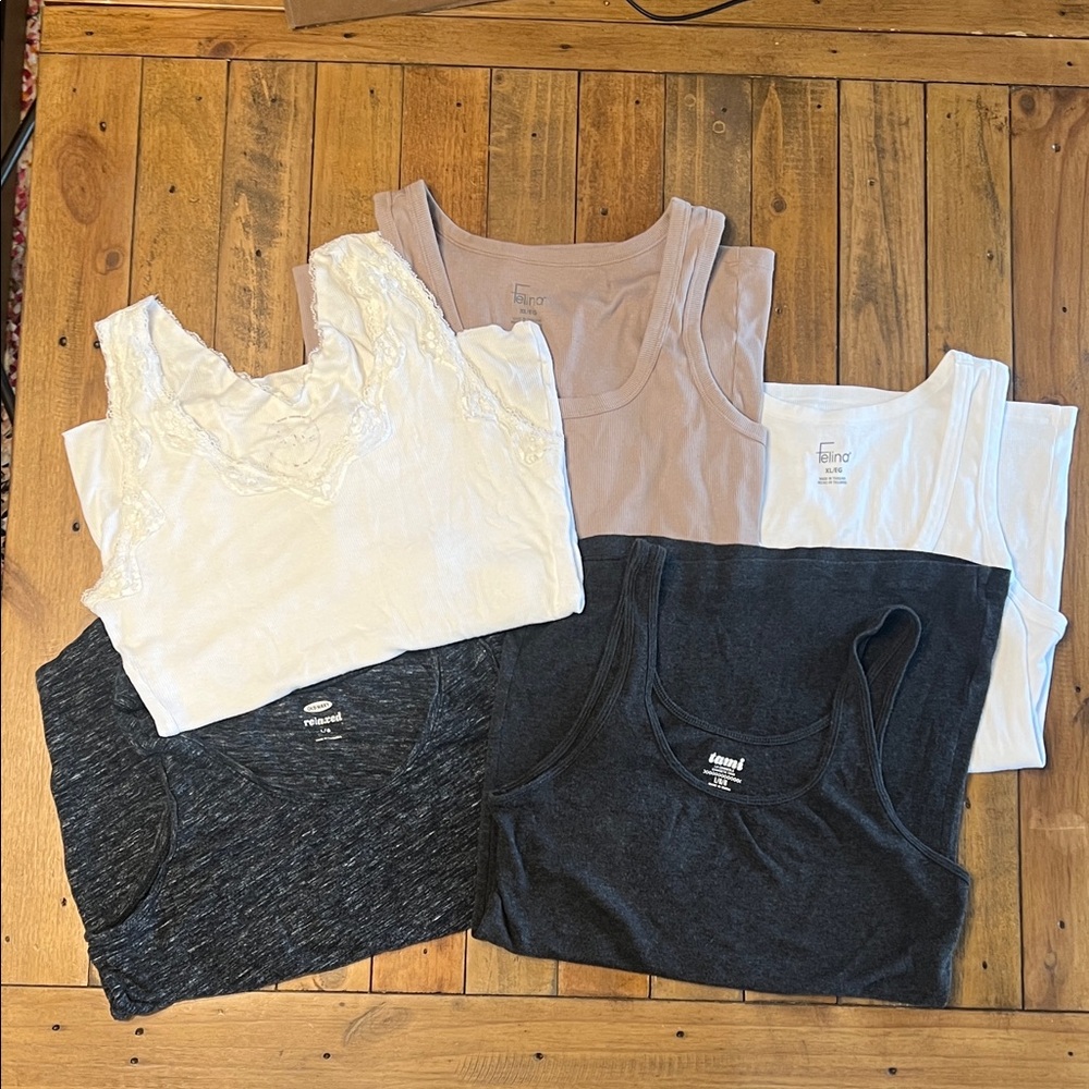 Women’s Tank Top Set — White, Taupe, Charcoal